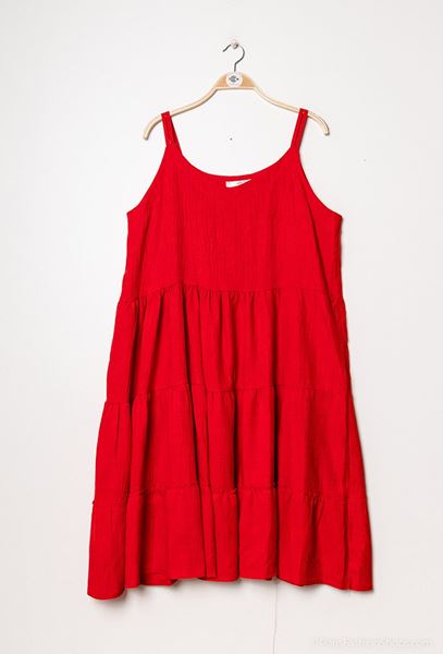 Picture of PLUS SIZE RUFFLED FAUX LINEN DRESS